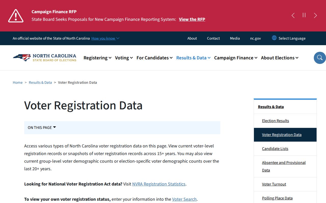 Durham voter registration records and public voter-file downloads